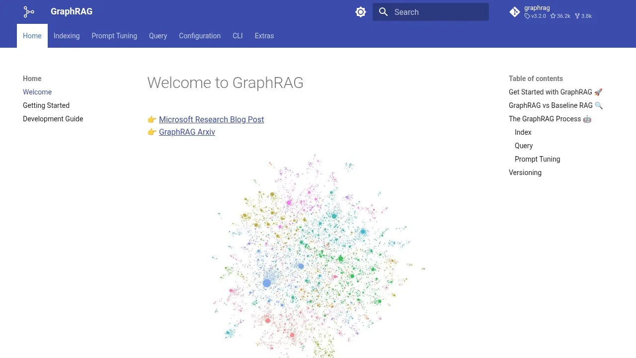 Screenshot of GraphRAG website
