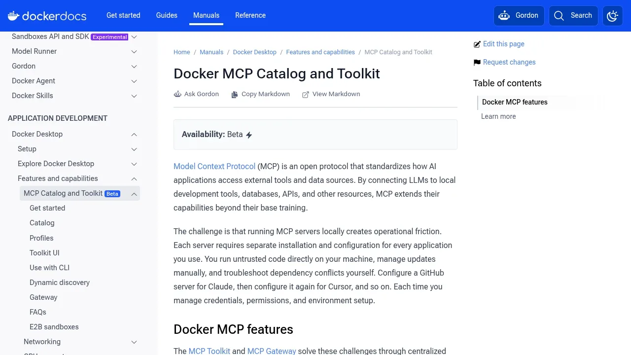Screenshot of Docker MCP Gateway website
