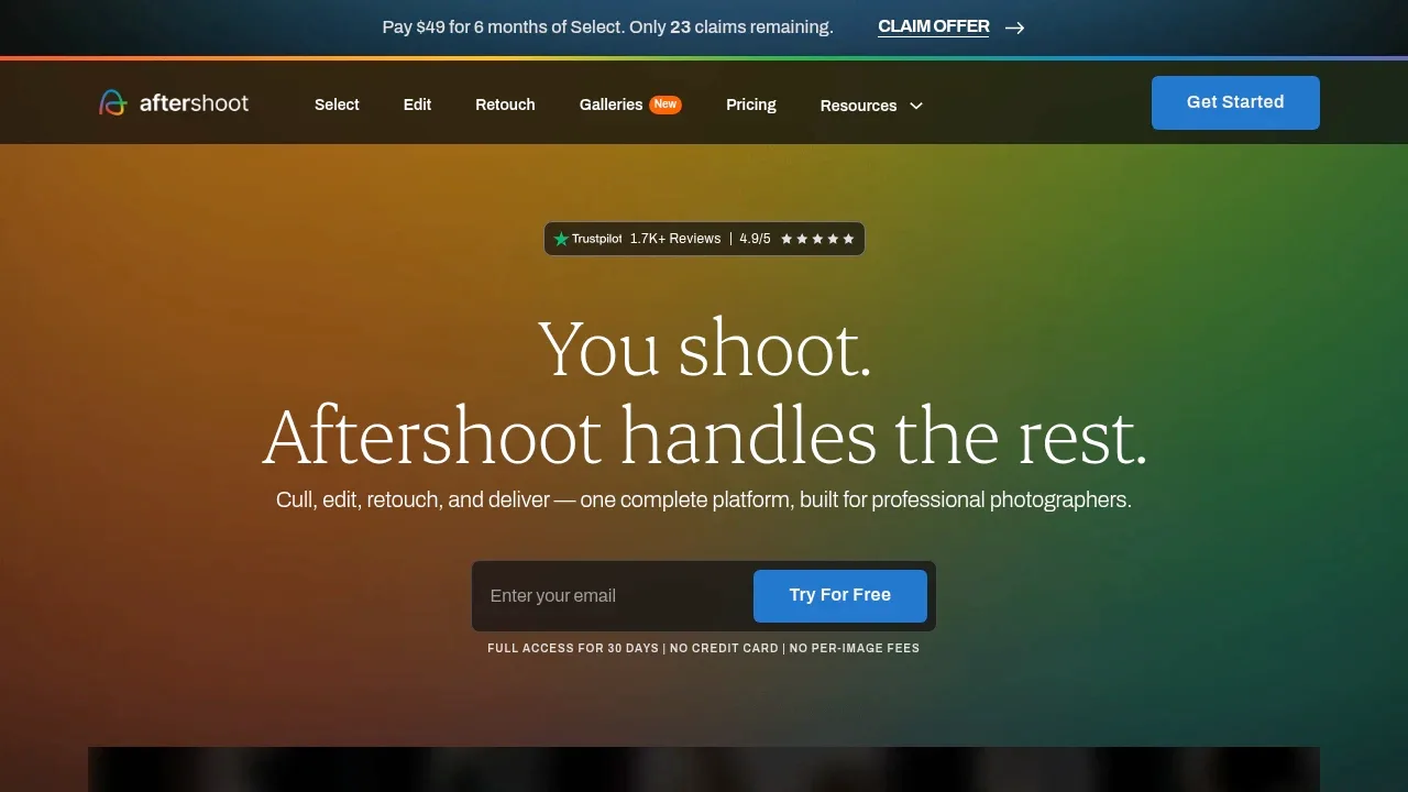 Screenshot of Aftershoot website