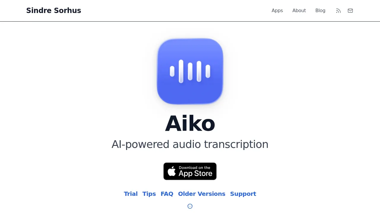 Screenshot of Aiko website