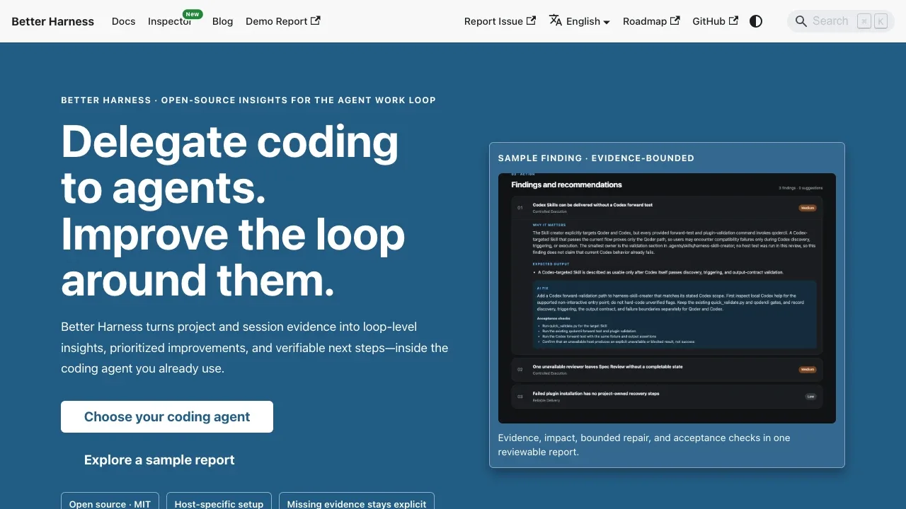 Screenshot of Better Harness website