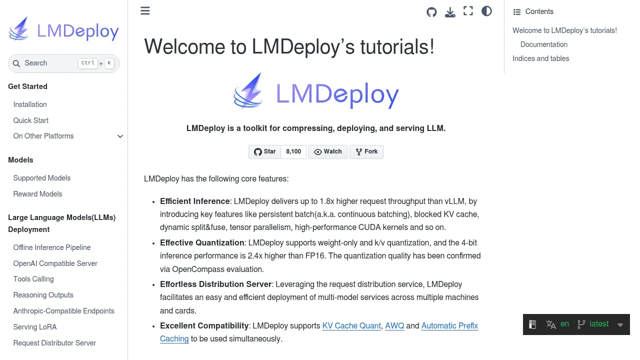 Screenshot of LMDeploy website