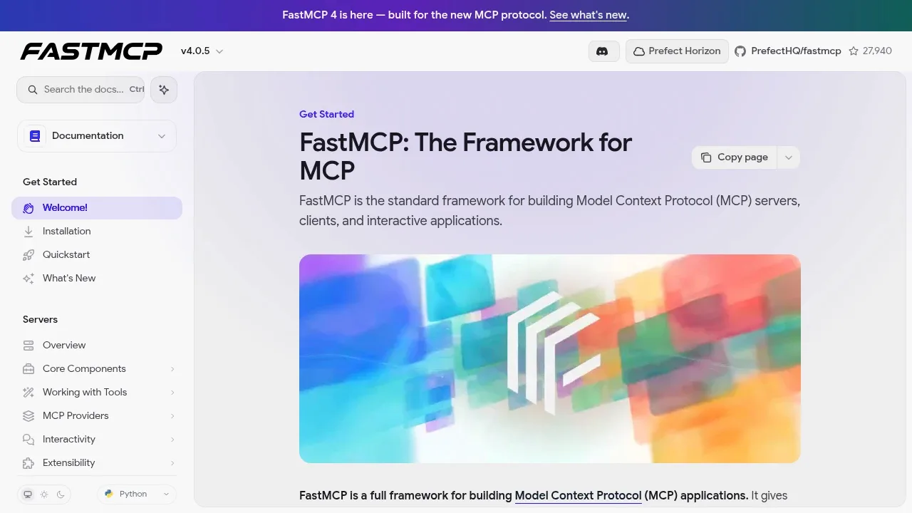 Screenshot of FastMCP website