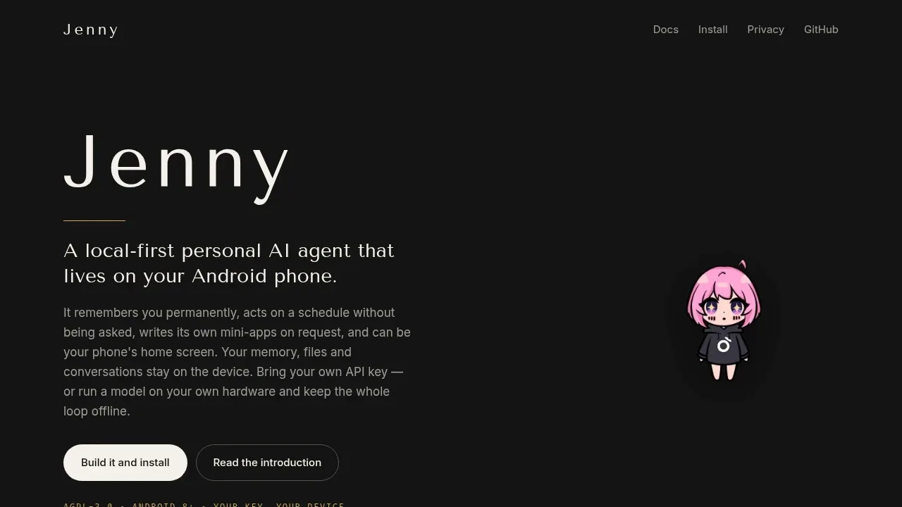 Screenshot of Jenny website