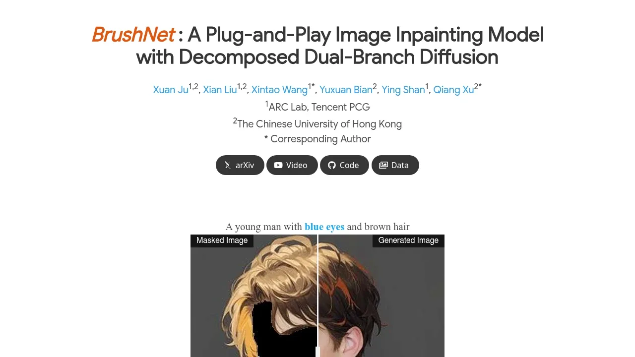 Screenshot of BrushNet website