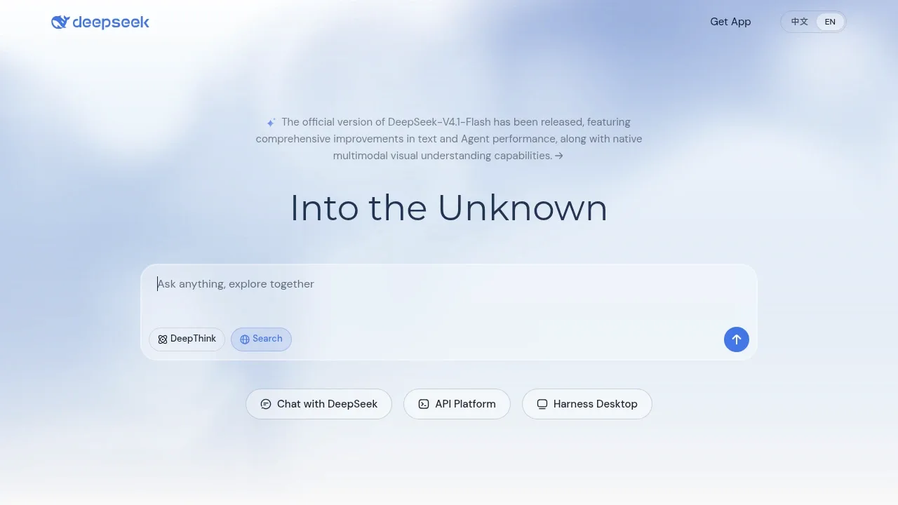 Screenshot of DeepSeek-V3 and R1 website