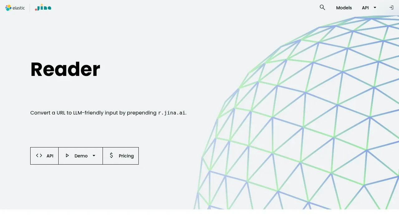 Screenshot of Jina Reader website