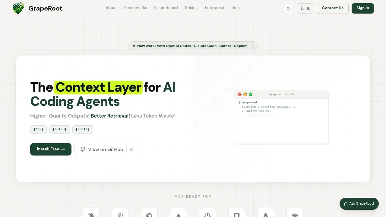 Screenshot of GrapeRoot website