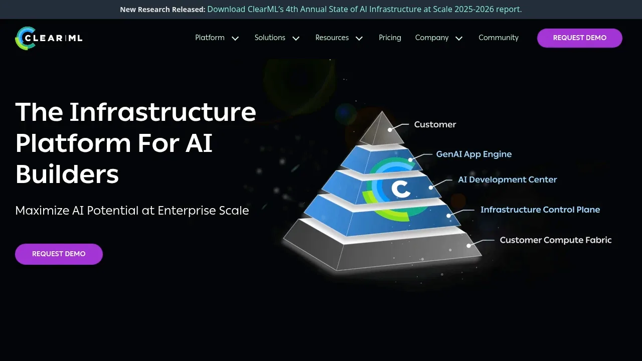 Screenshot of ClearML website