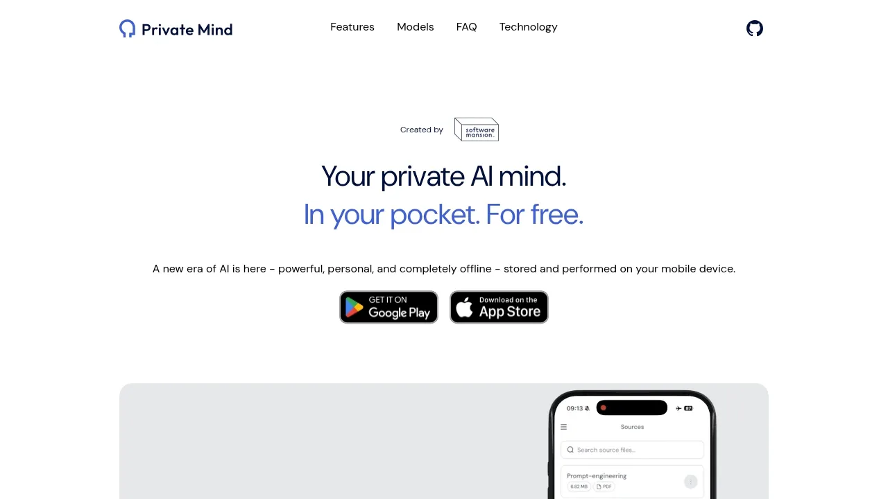 Screenshot of Private Mind website