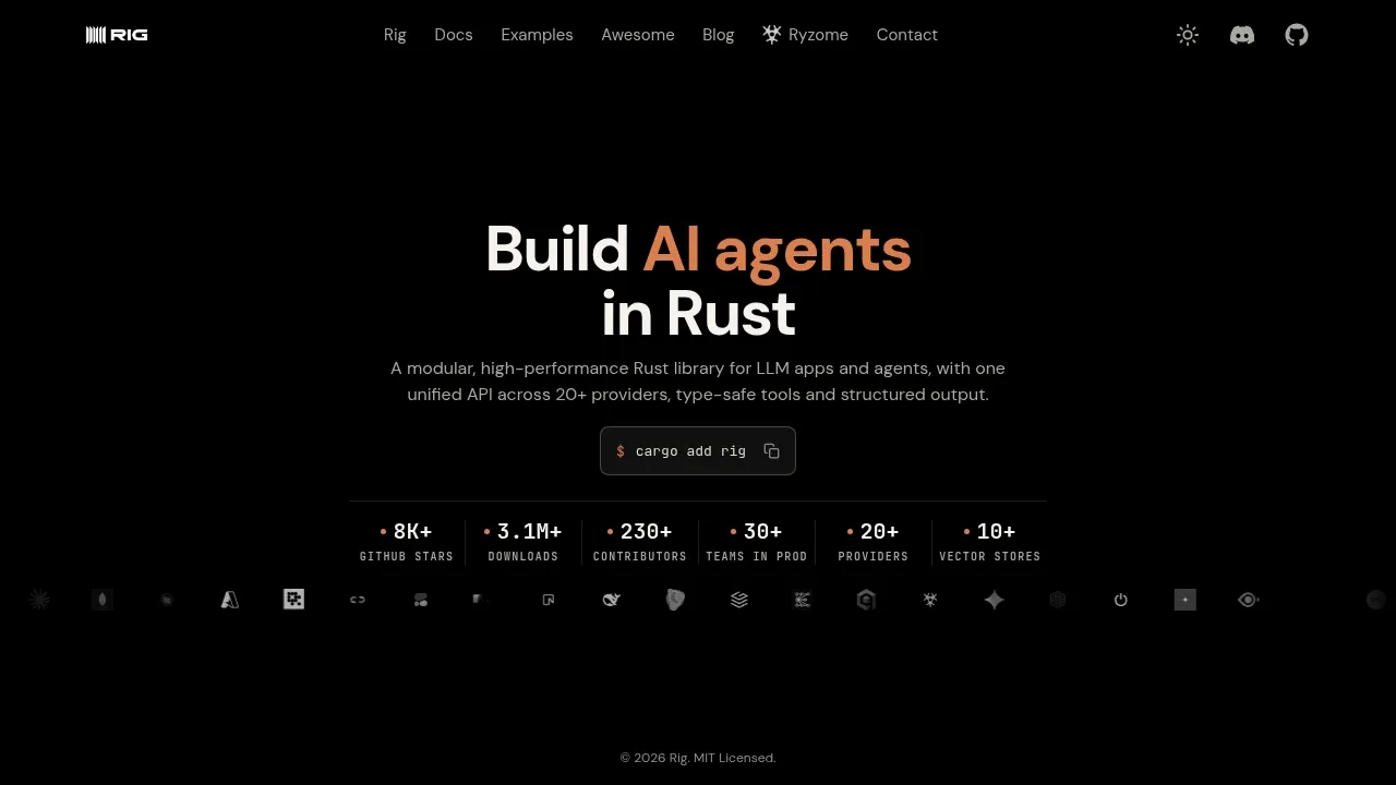 Screenshot of Rig website