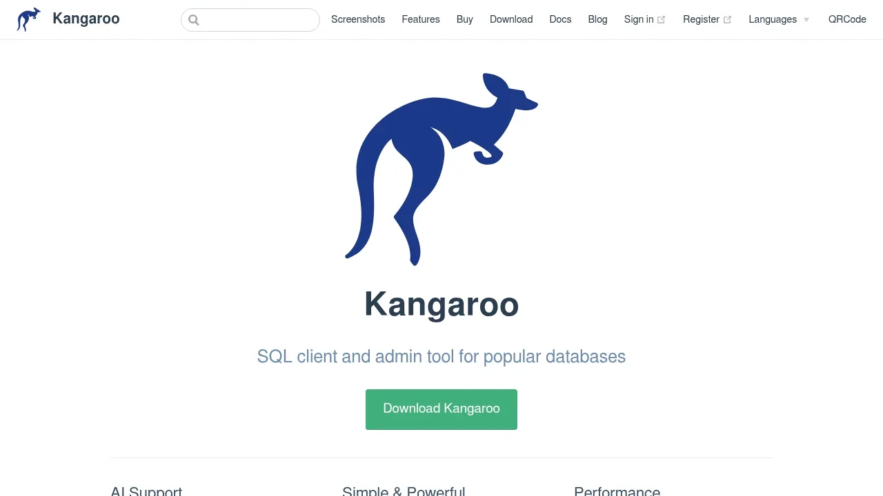 Screenshot of Kangaroo website