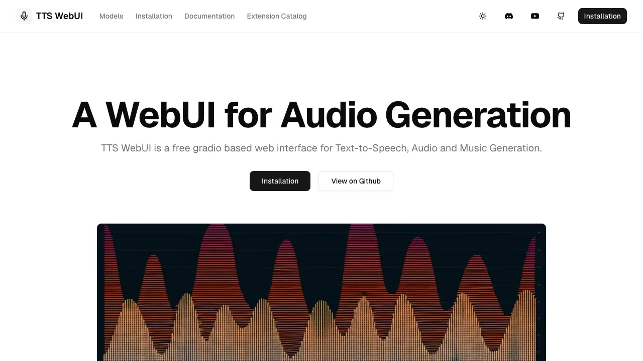 Screenshot of TTS WebUI website