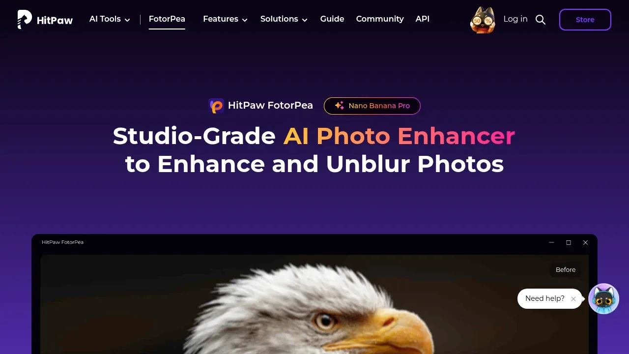 Screenshot of HitPaw FotorPea website