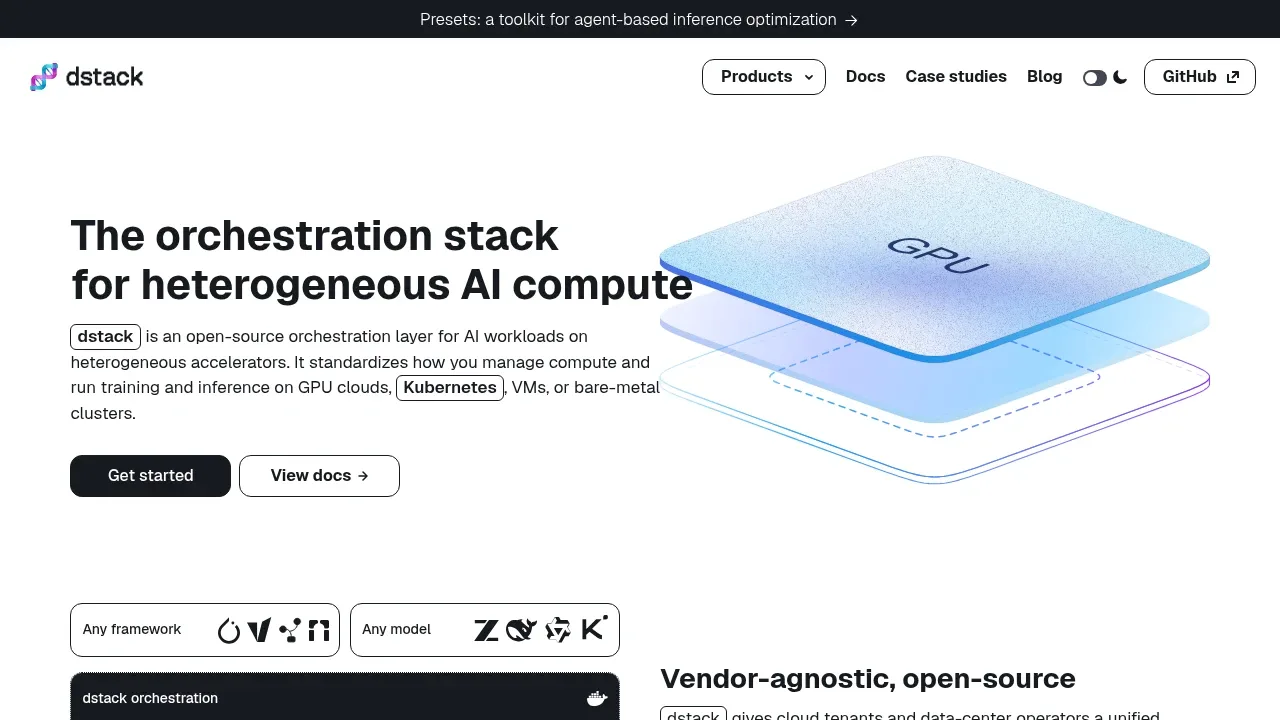 Screenshot of dstack website