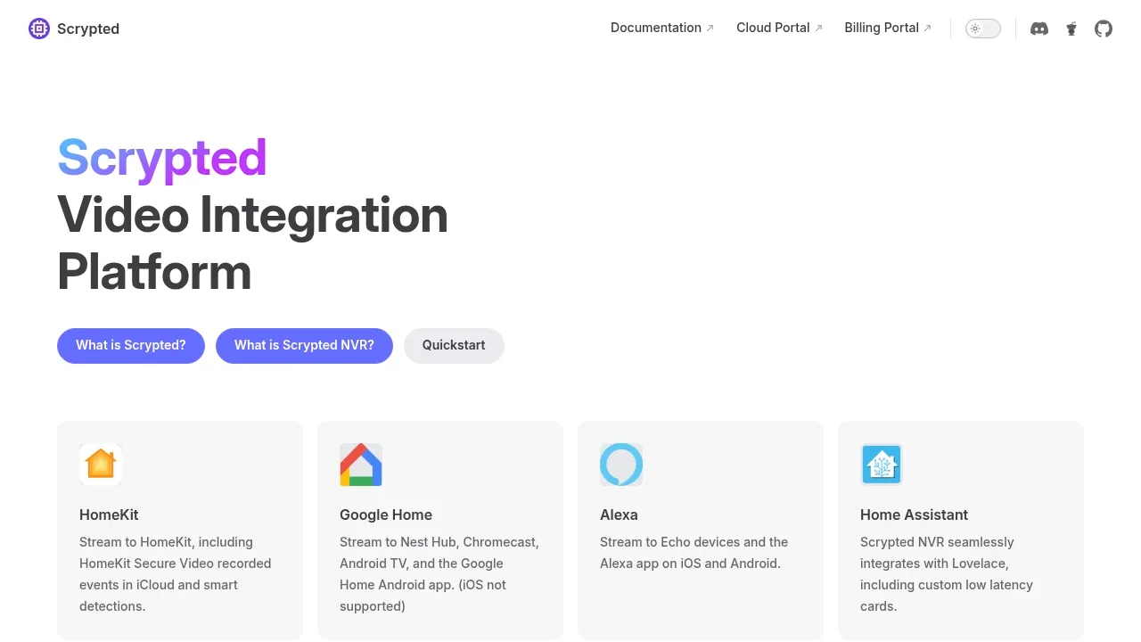 Screenshot of Scrypted website