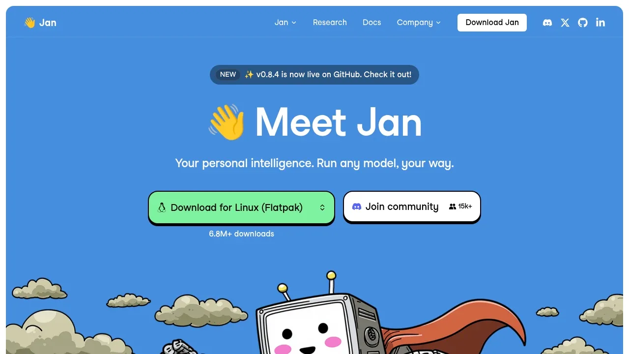 Screenshot of Jan website