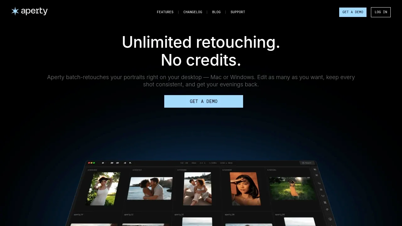 Screenshot of Aperty website