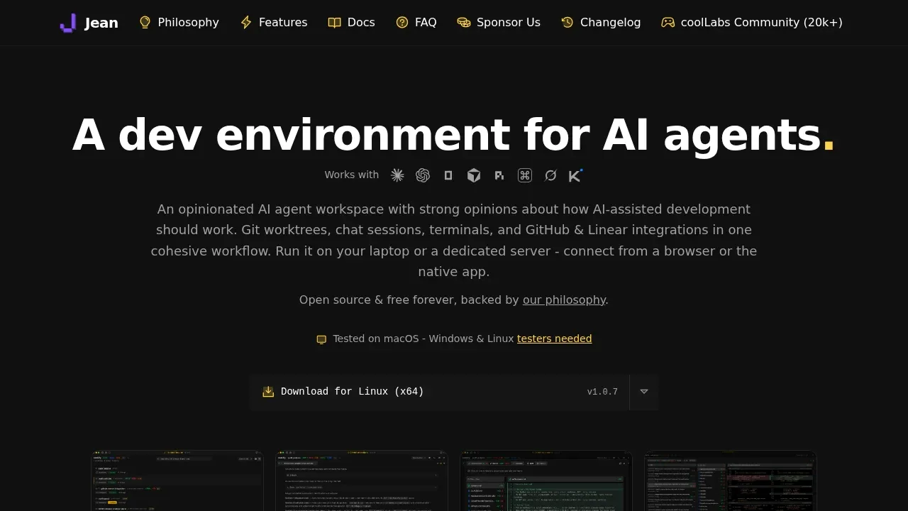 Screenshot of Jean website