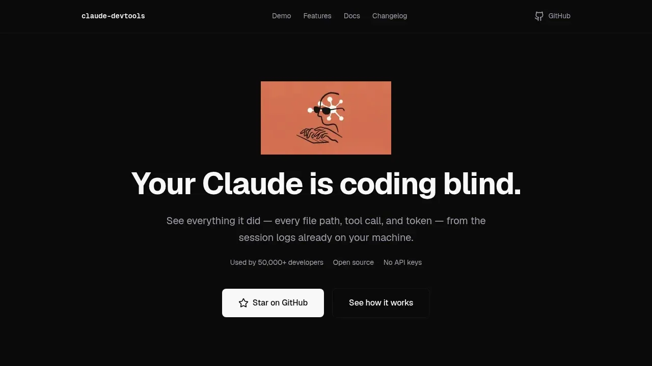 Screenshot of Claude DevTools website