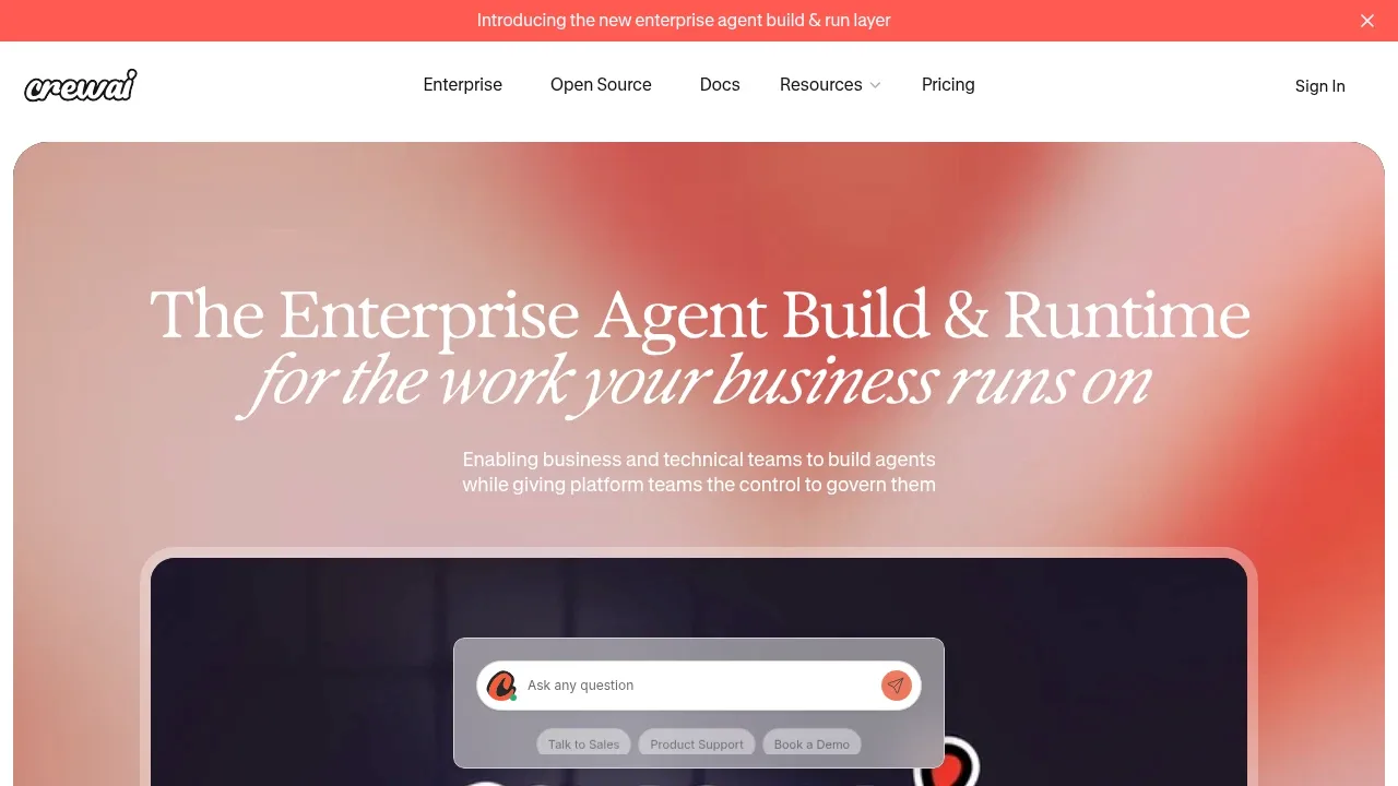 Screenshot of CrewAI website