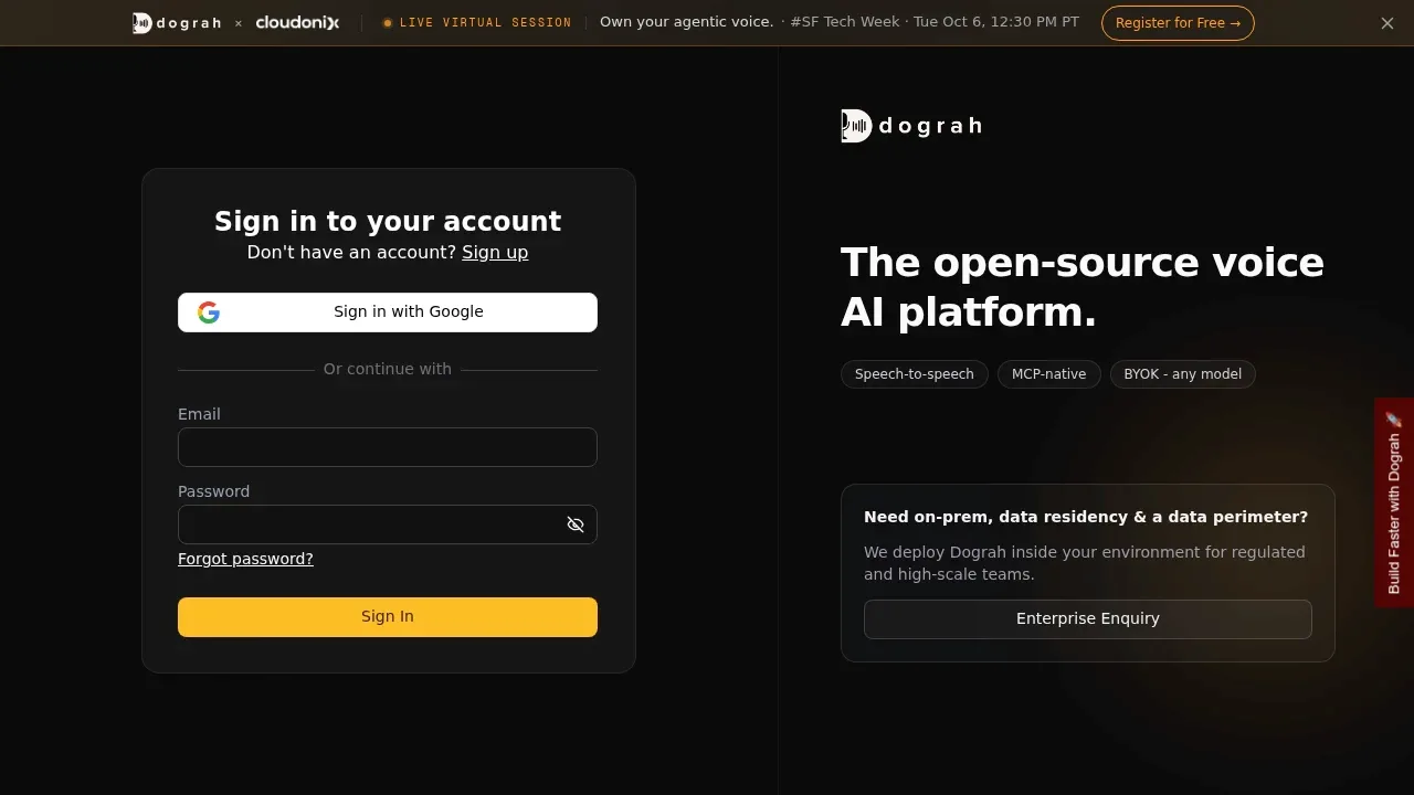 Screenshot of Dograh website