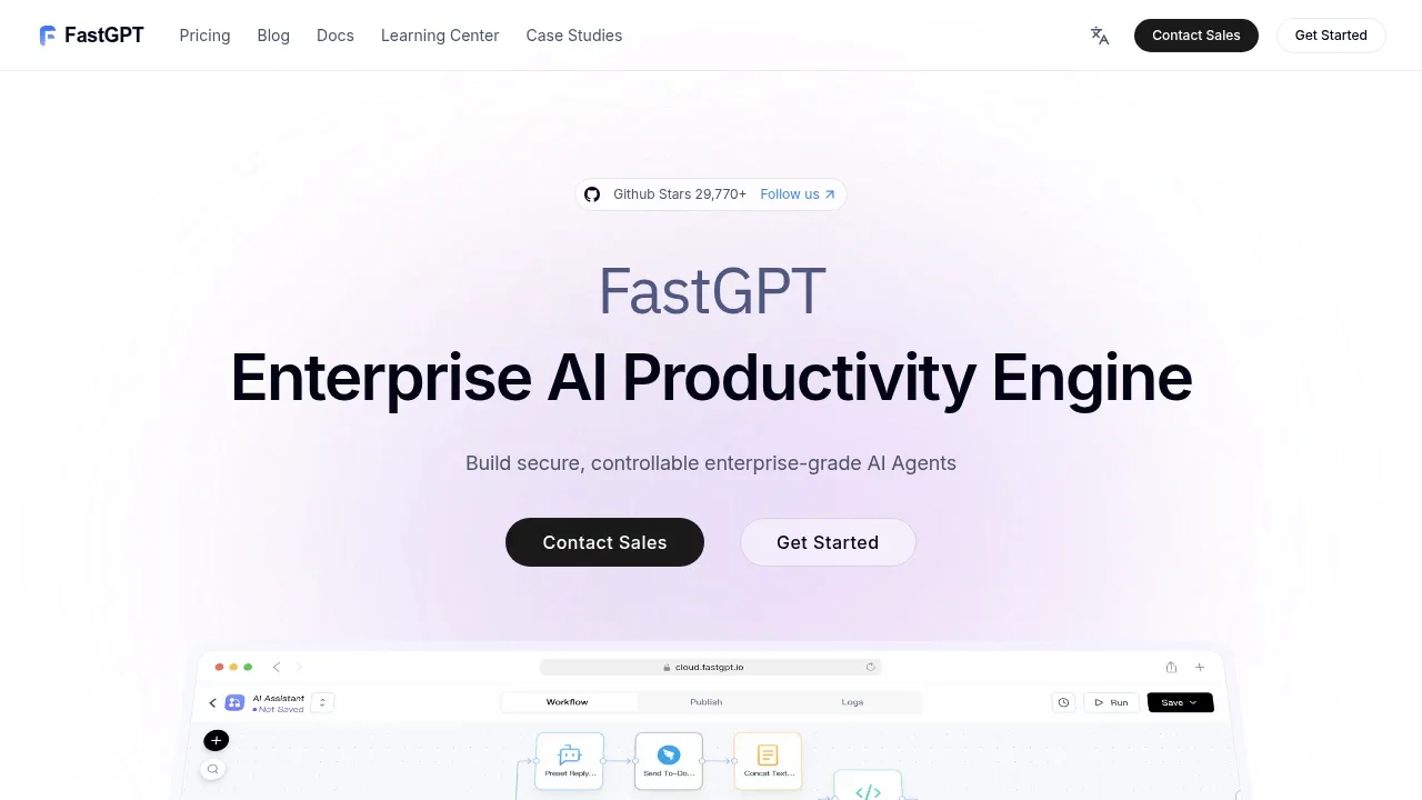 Screenshot of FastGPT website