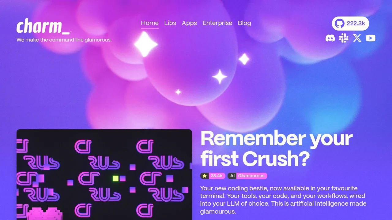 Screenshot of Crush website