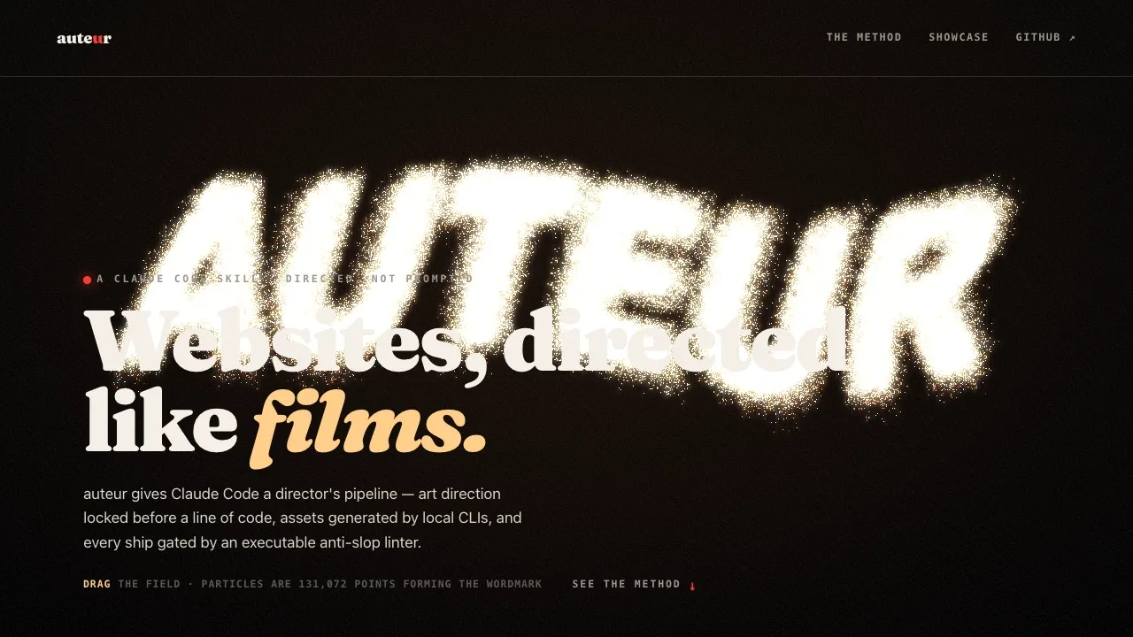 Screenshot of Auteur website