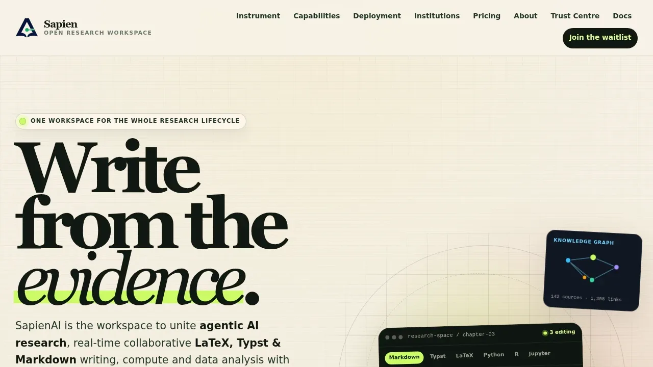 Screenshot of SapienAI website