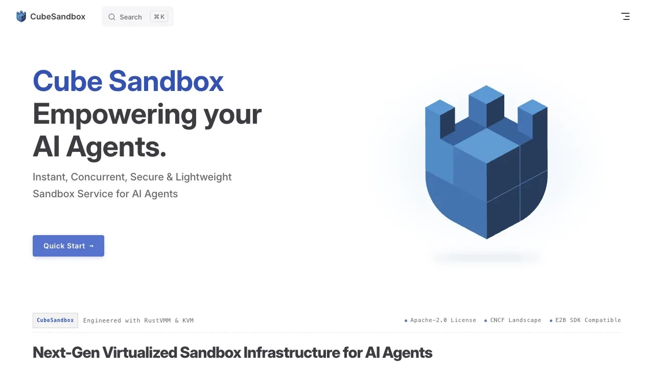 Screenshot of CubeSandbox website