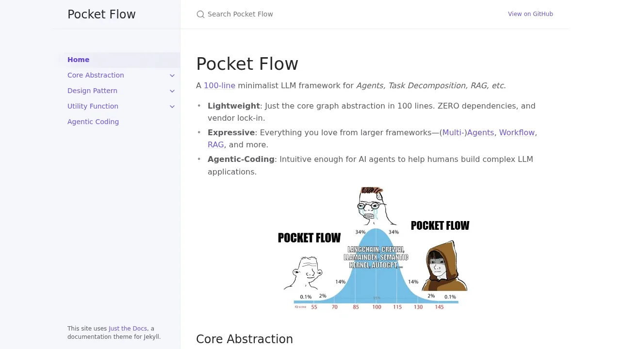 Screenshot of PocketFlow website