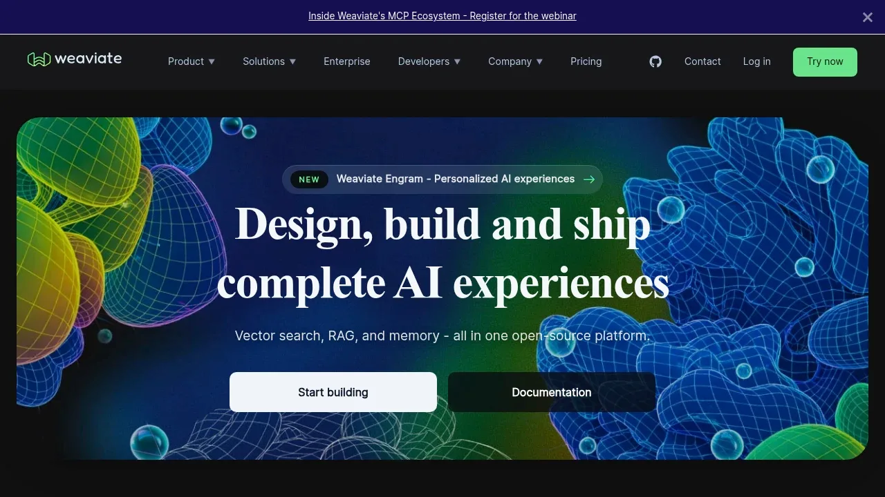 Screenshot of Weaviate website