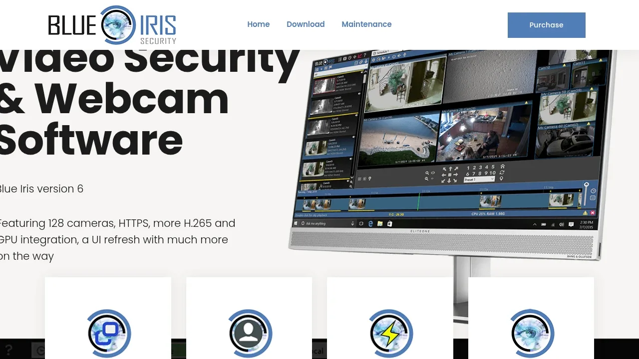 Screenshot of Blue Iris website