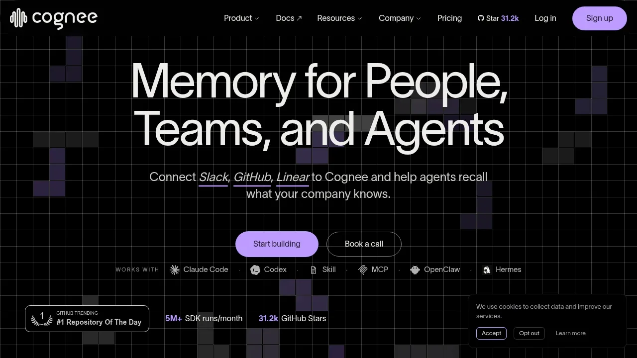 Screenshot of Cognee website