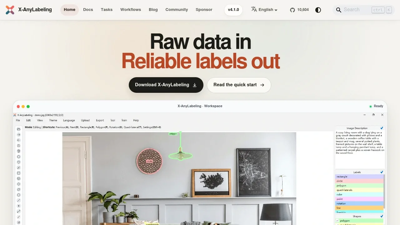 Screenshot of X-AnyLabeling website