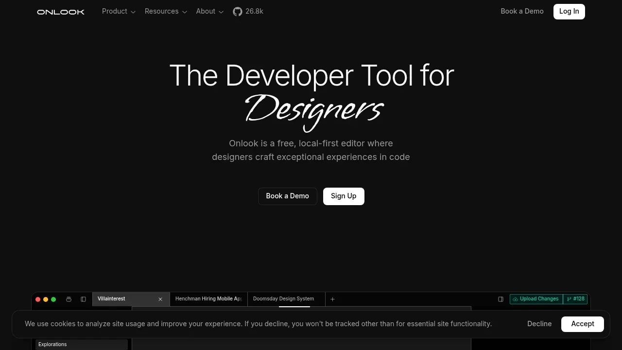 Screenshot of Onlook website