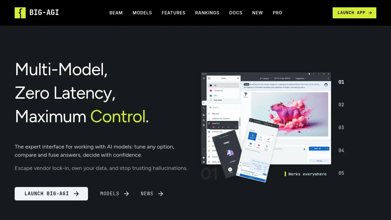 Screenshot of big-AGI website