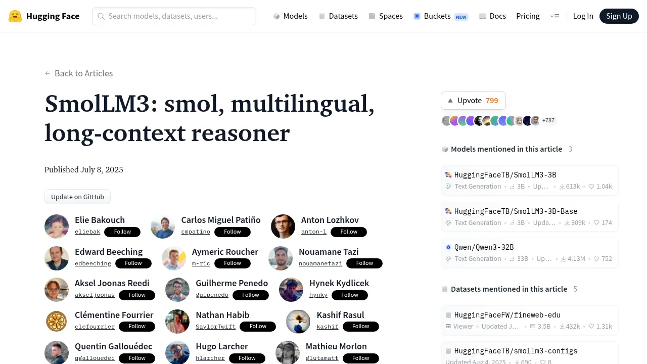 Screenshot of SmolLM3 website