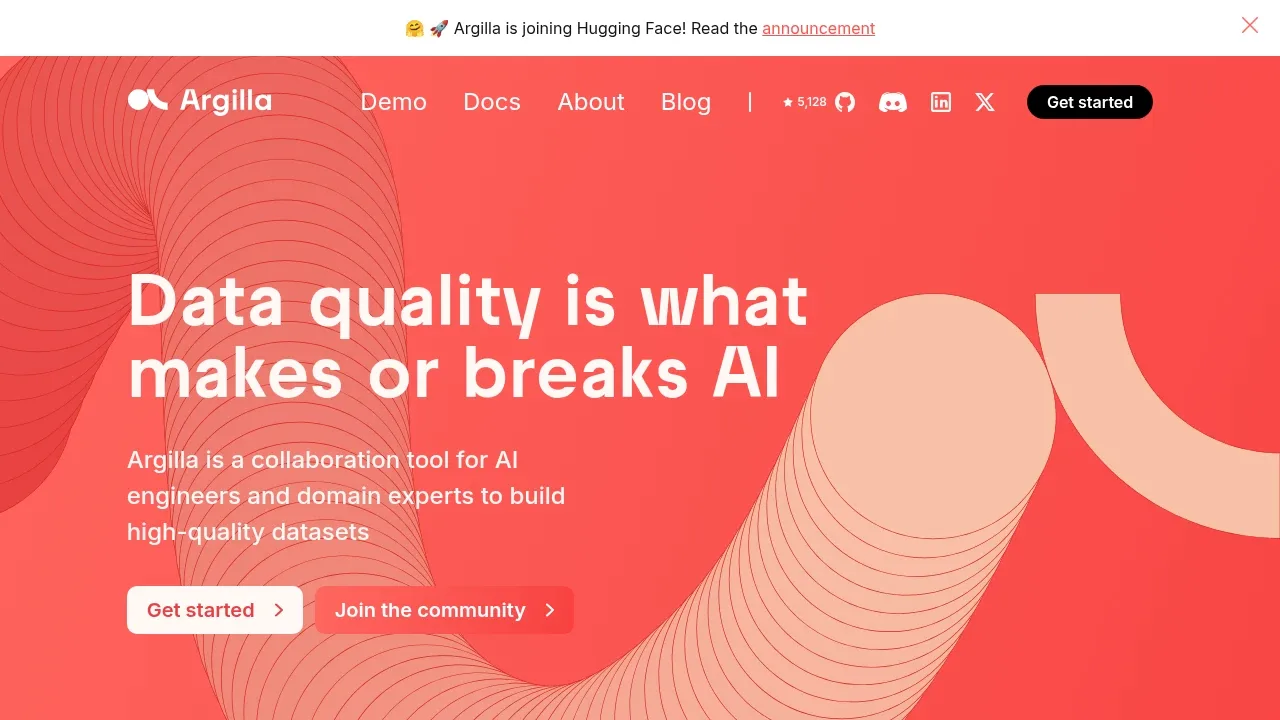 Screenshot of Argilla website