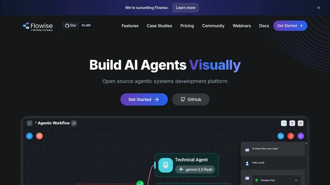 Screenshot of Flowise website