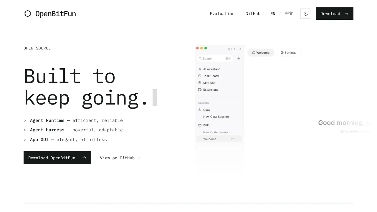 Screenshot of OpenBitFun website