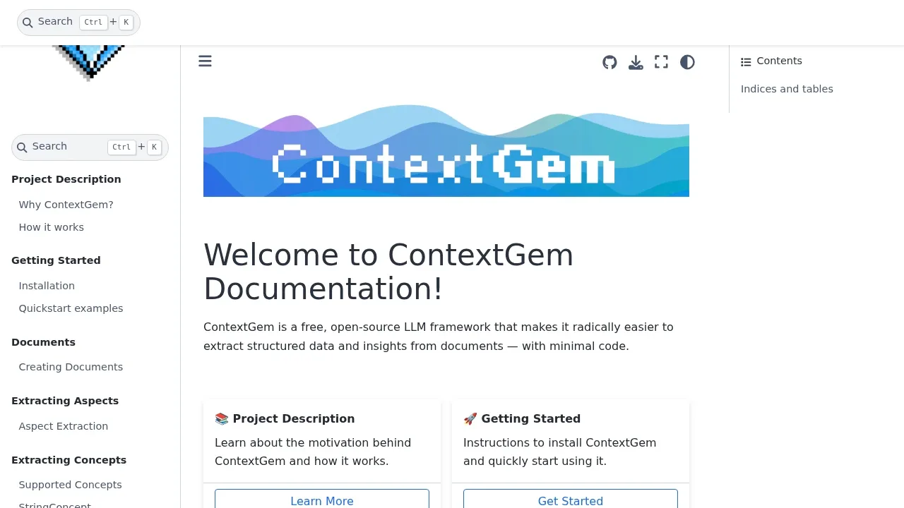 Screenshot of ContextGem website