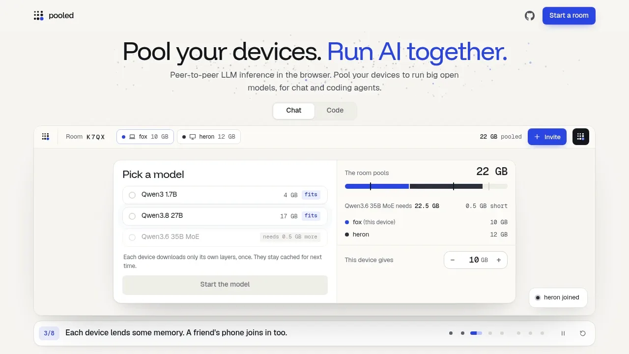 Screenshot of Pooled website