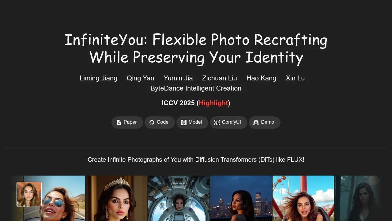 Screenshot of InfiniteYou website