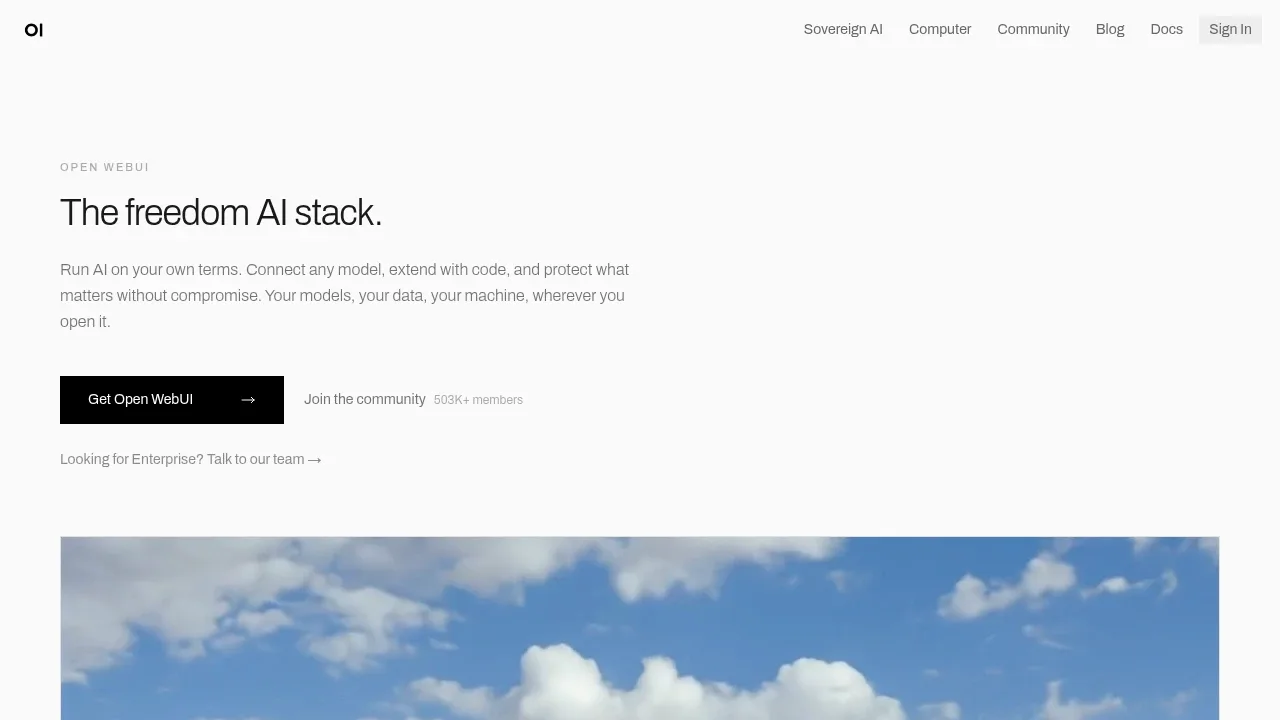Screenshot of Open WebUI website