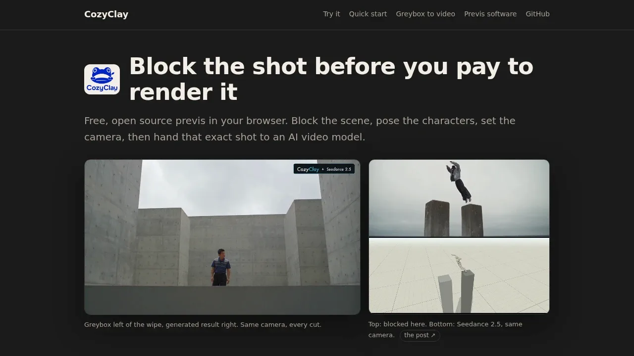 Screenshot of CozyClay website