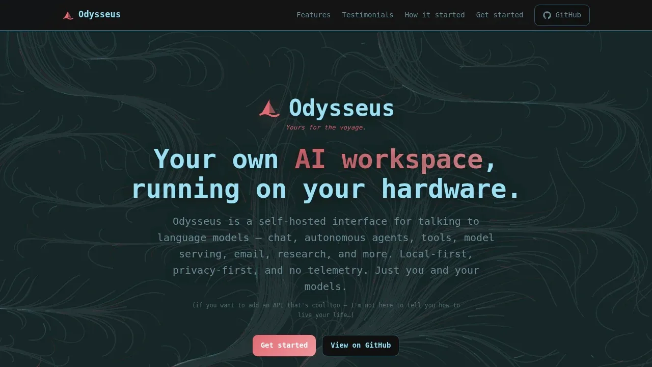 Screenshot of Odysseus website