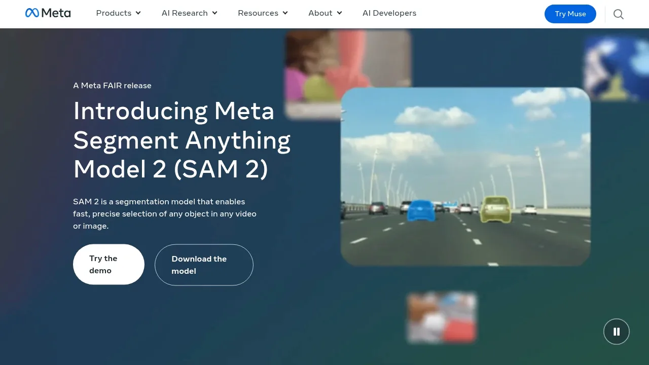 Screenshot of Segment Anything 2 website