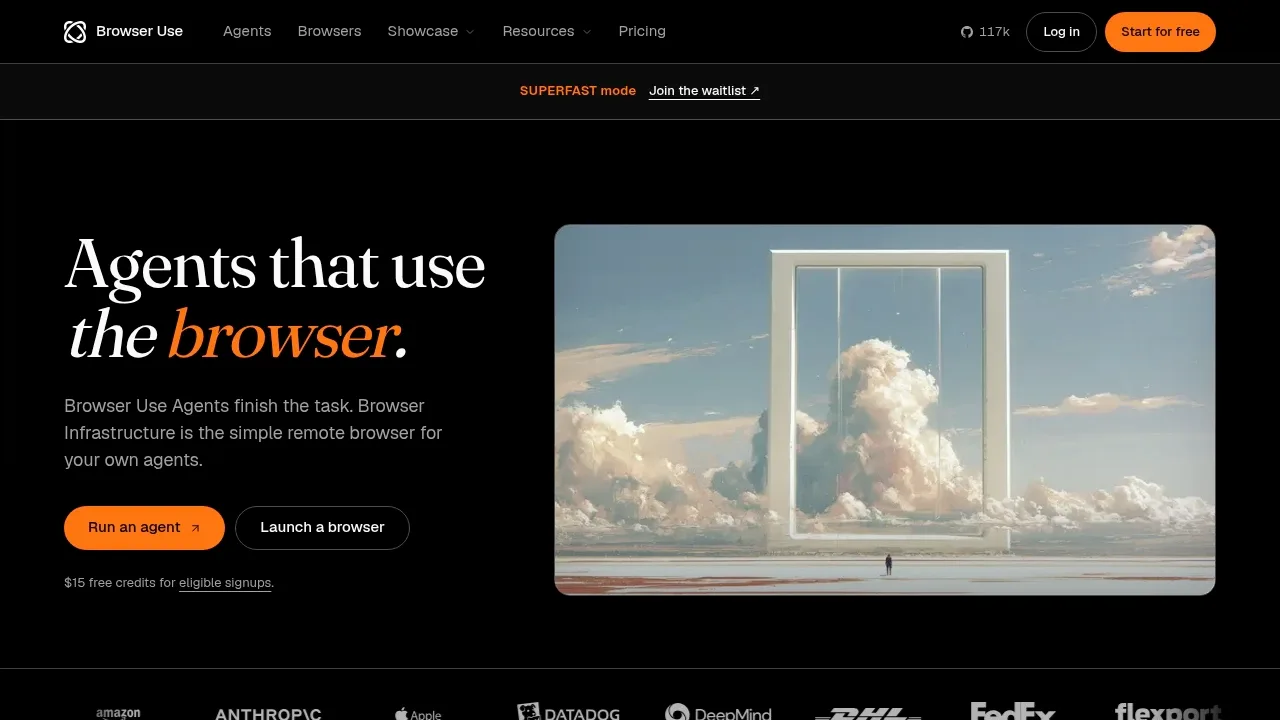 Screenshot of Browser Use website